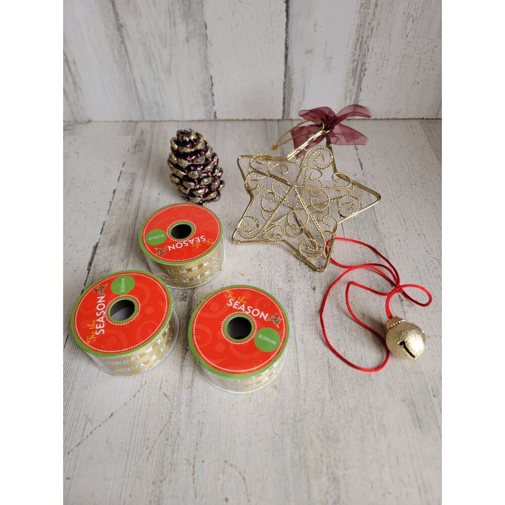 Variety holiday set star ribbon candle pine cone bell Xmas‎ bundle